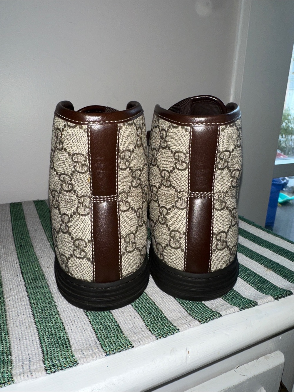 Gucci Brown GG Canvas and Leather High-Top Sneakers - Picture 5 of 7